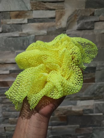 Filet de douche jaune 100% coton